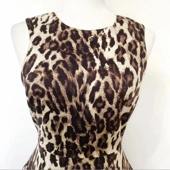 Karen Millen Fit & Flare Leopard Print Midi Dress - Picture 4 of 7